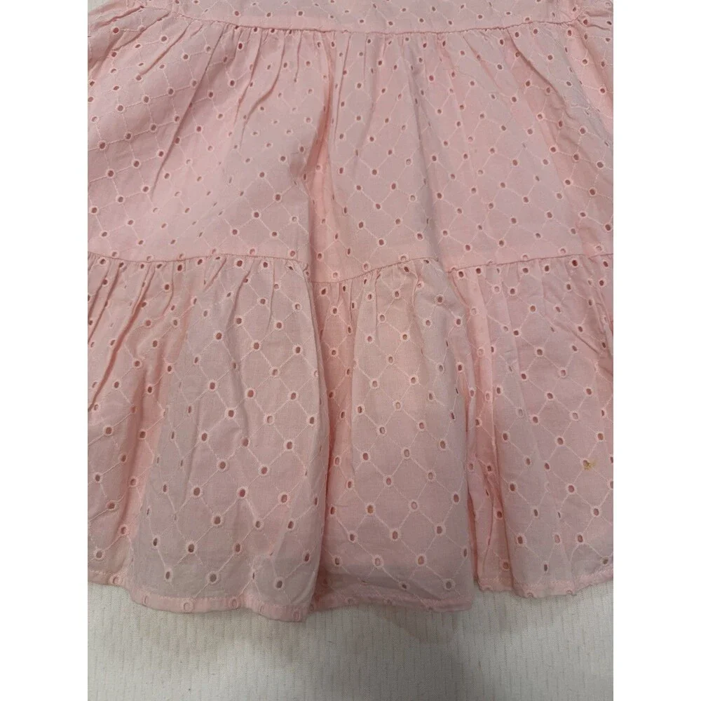 Gymboree Girls Dress Size 7 Pink Eyelet Ruffle Flutter Sleeve Knee Length NWT